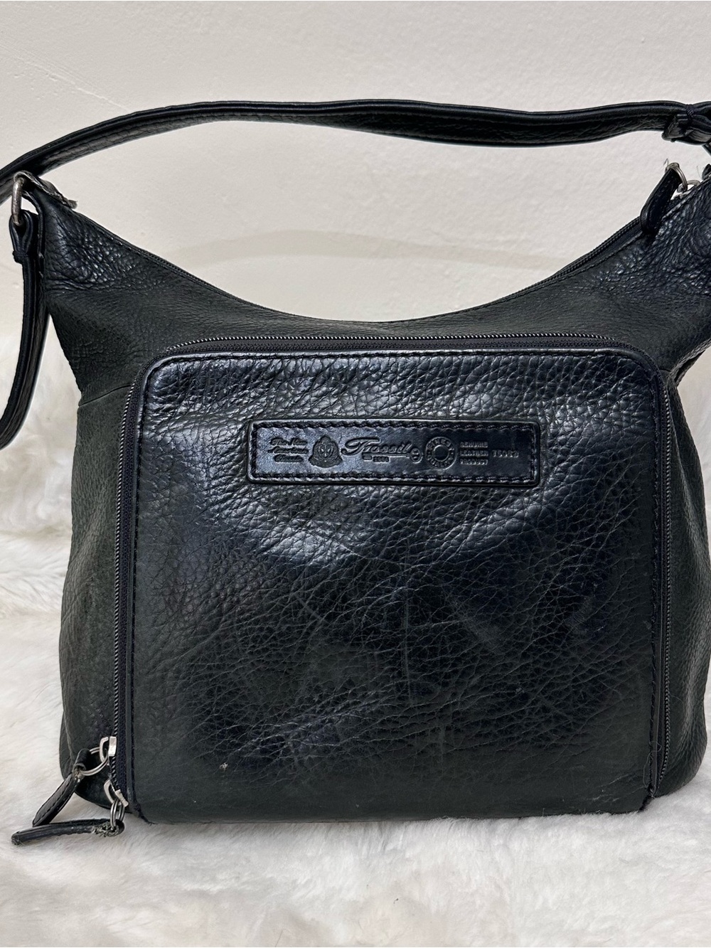 Fossil Black Pebbled Leather Shoulder Bag 75082